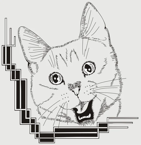 Dekorativ design med katt — Stock vektor