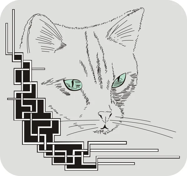 Dekorativa hörn med katt — Stock vektor