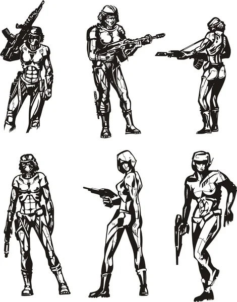 Cyborgs amazónicos — Archivo Imágenes Vectoriales