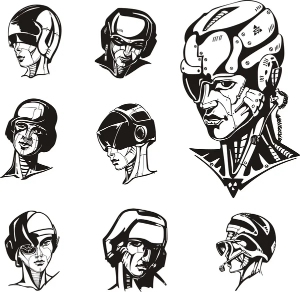 Κεφάλια των cyborg γυναικών — Διανυσματικό Αρχείο