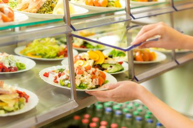 Buffet self service canteen display fresh salad clipart