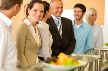 Business colleagues waiting for canteen lunch clipart