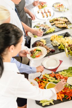 Catering food buffet at business meeting clipart