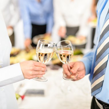 Business toast glasses company partners at meeting clipart