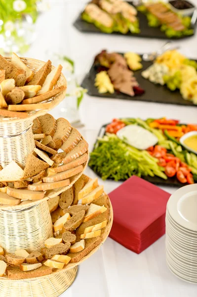 Bread selection catering buffet served food — Stock Photo, Image