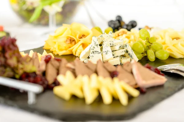 Catering buffet cheese plate with pate — Stock Photo, Image