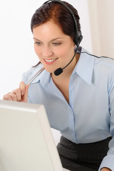 Profissional call center representante mulher — Fotografia de Stock
