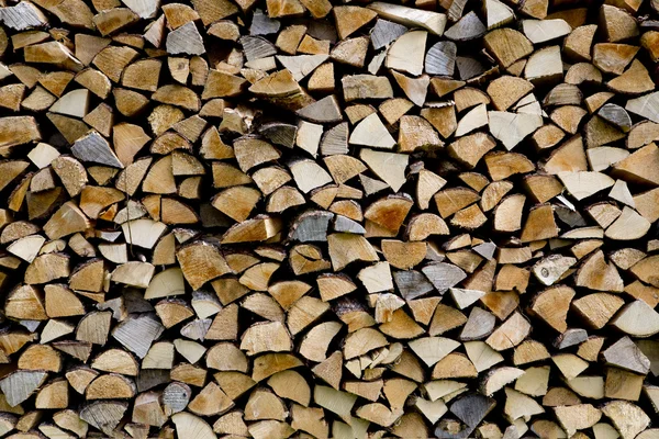 Holzstapel werden von verschiedenen Arten gestapelt — Stockfoto