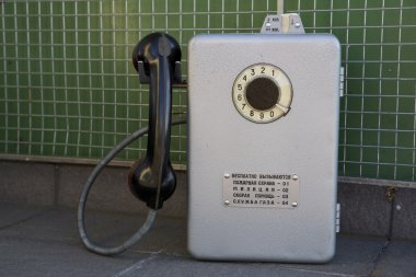 Old and unused metal telephone clipart