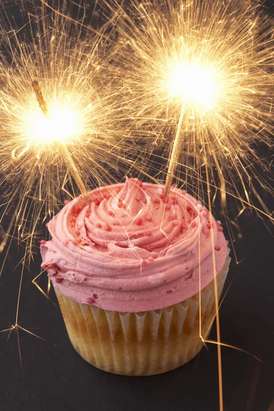 A cupcake with sparklers — Stock Photo, Image