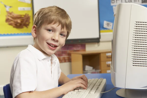 Schoolboy In IT Class Using Computer — Stock Photo, Image