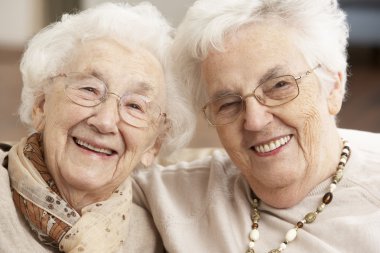 Two Senior Women Friends At Day Care Centre clipart