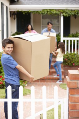 Family moving into rented house clipart
