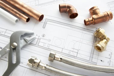 Plumbing tools and materials clipart