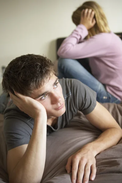 Teenage Couple In Bedroom After Argument — Stock Photo, Image