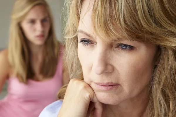Unhappy mother with teenage girl — Stock Photo, Image