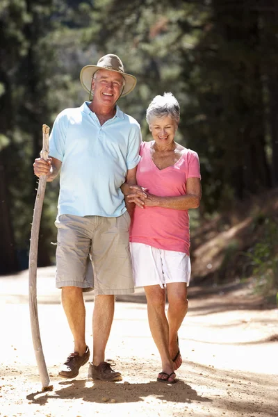 Senior koppel op land lopen — Stockfoto