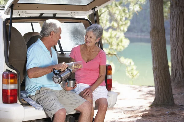 stock image Senior couple on country picnic