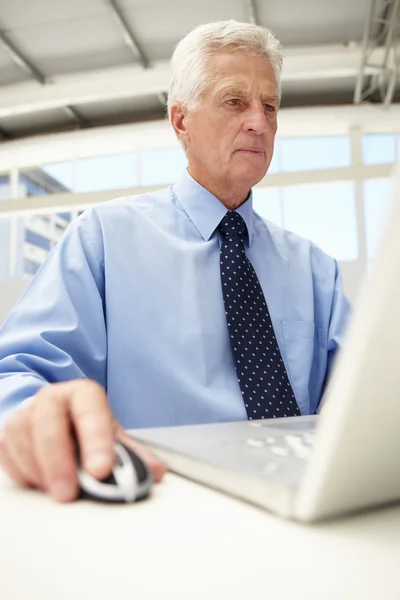 Uomo d'affari anziano che utilizza laptop — Foto Stock