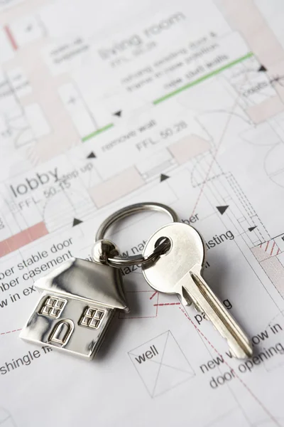 House key on ring — Stock Photo, Image