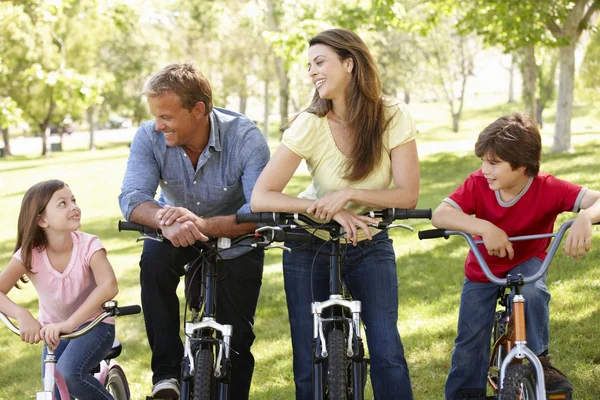 Família andar de bicicleta no parque — Fotografia de Stock