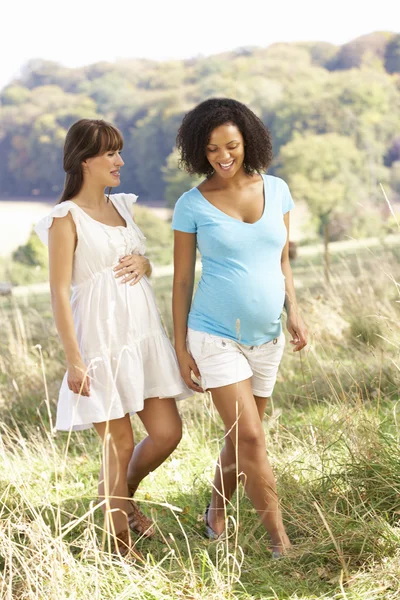 Terhes nők szabadban vidéken — Stock Fotó