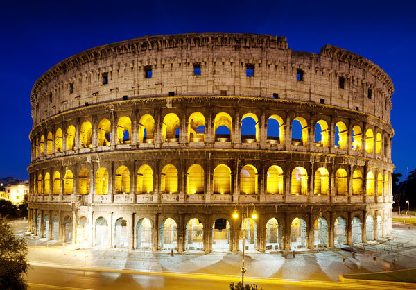 The Colosseum at night, Rome, Italy