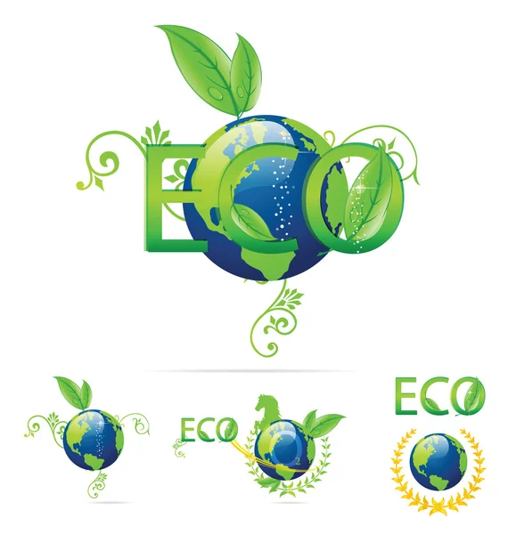Öko-Erde-Symbole grüne und blaue Farbe — Stockvektor
