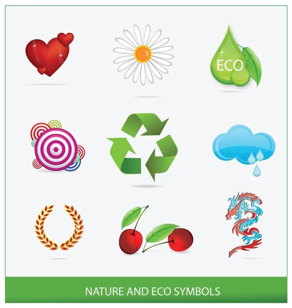 Glas Ökologie Grüne Symbole isoliert gesetzt — Stockvektor