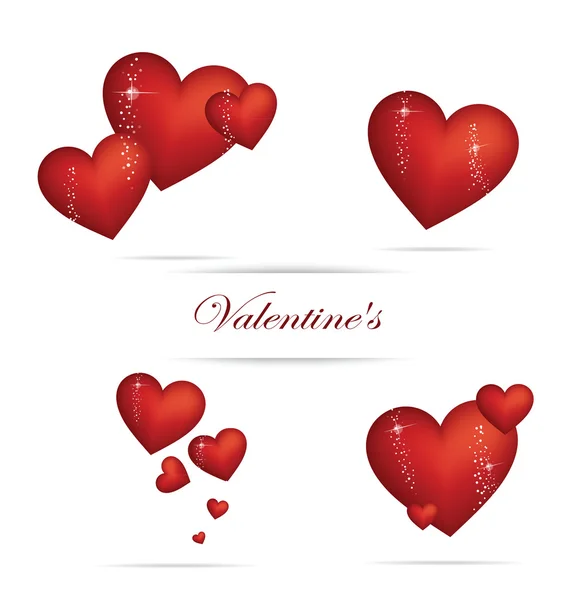Valentine heart sign set red color — Stock Vector