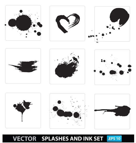 Silhouette splash and ink drops collection — Stock Vector