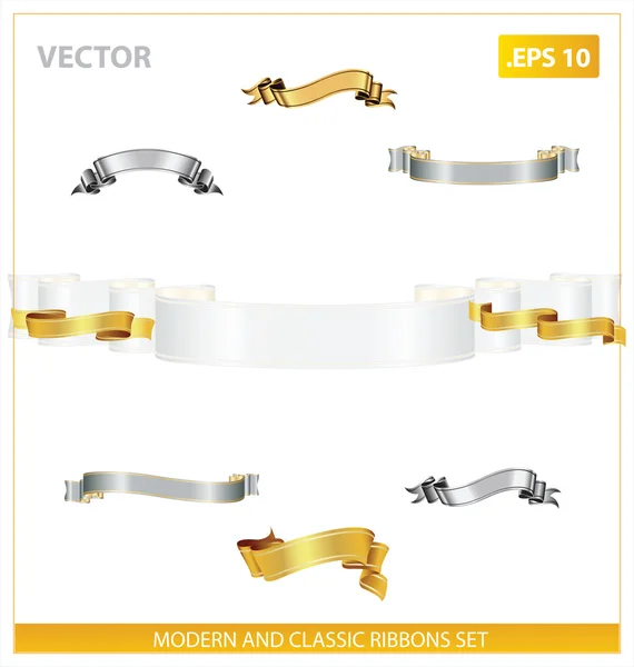 Modern and classic ribbons set — Stockový vektor