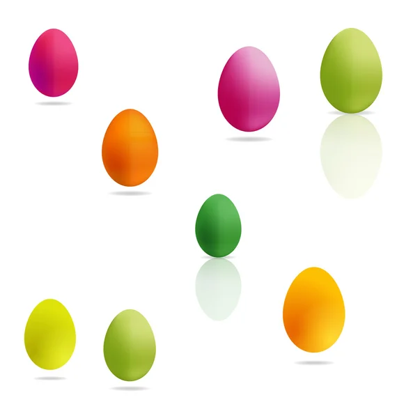 Oeufs de Pâques colorés mis sur le blanc — Image vectorielle