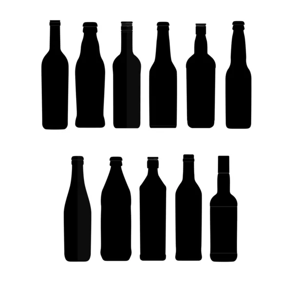 Абстрактный знак бутылки набор черный цвет — стоковый вектор