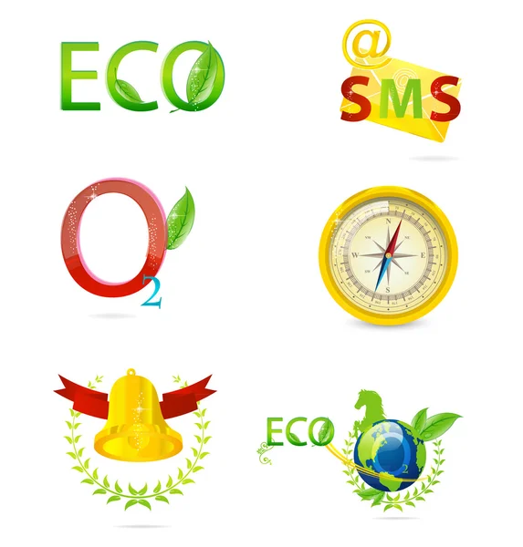 Eco creative elegance energy sign set — Stock Vector