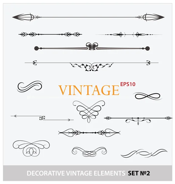 Vintage elements sign and borders set — Stock Vector