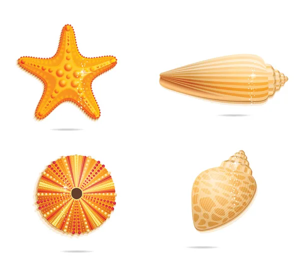 Abstract yellow sea symbols set — Stock Vector