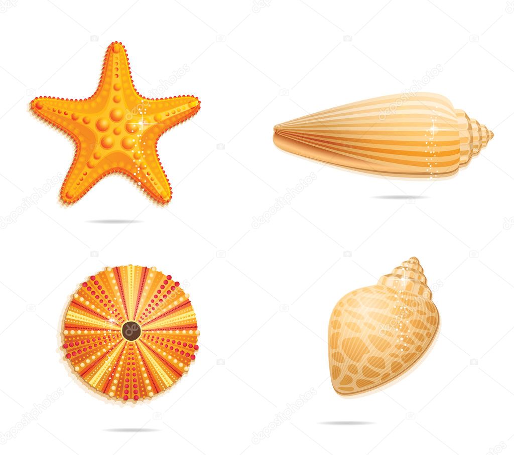 Abstract yellow sea symbols set