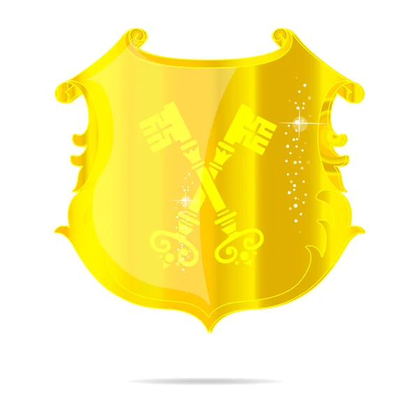Gold emblem label keys isolated — Stock Vector