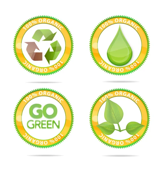 Környezetvédelmi és természetvédelmi kör emblémák beállítása — Stock Vector