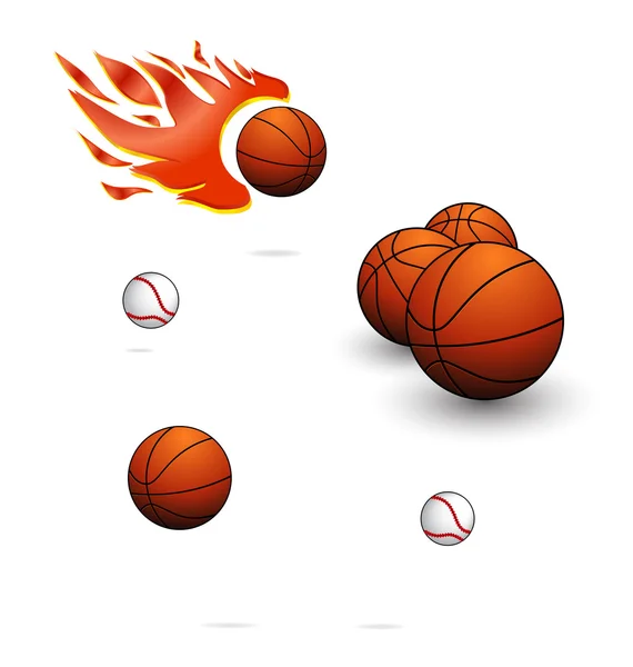 Баскетбольні та бейсбольні м'ячі помаранчевого кольору — стоковий вектор