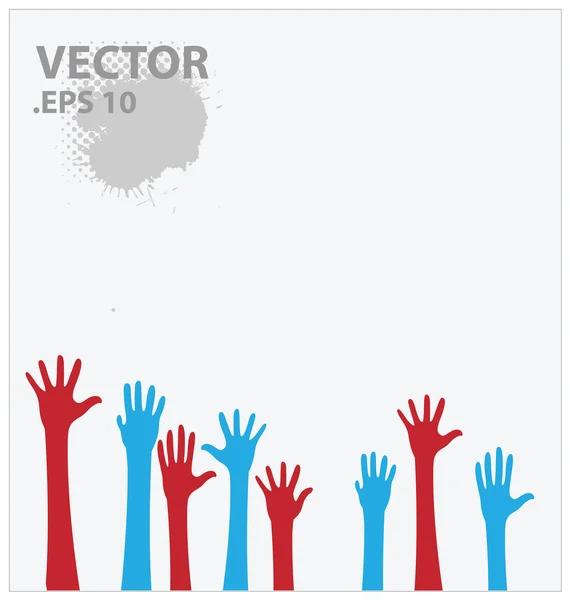 Illustration vectorielle mains bleues et rouges — Image vectorielle
