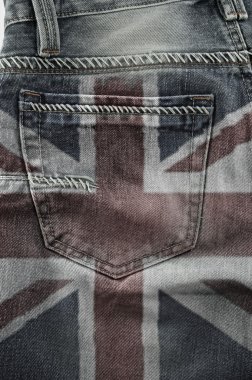 Flag Of United Kingdom On Jeans. clipart