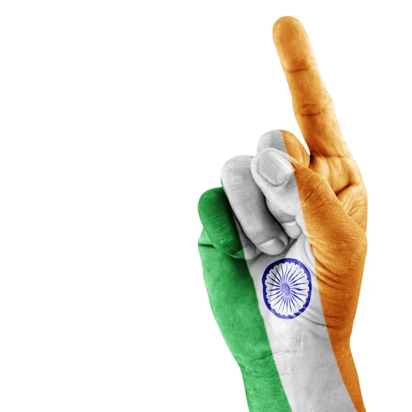 Bandera de la India en la mano de disparar . —  Fotos de Stock