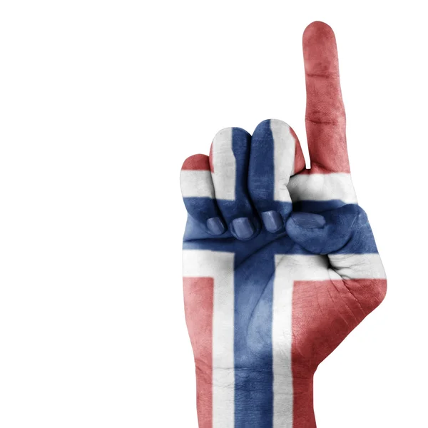 Norway Flag On Hand. — Stock Photo, Image