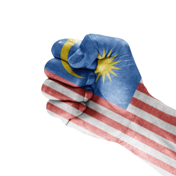 Malásia Bandeira na mão — Fotografia de Stock