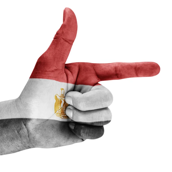 Egypten flagga på skjuta hand — Stockfoto
