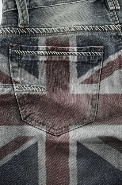 Flag Of United Kingdom On Jeans. — Stock Photo, Image