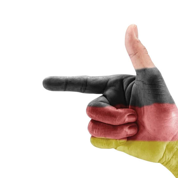 stock image Germany flag on hand .