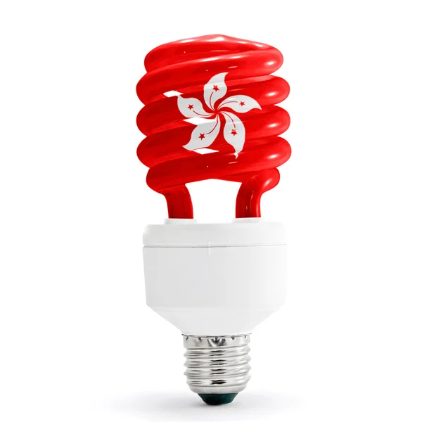 Hong kong vlag op energiebesparende lamp — Stockfoto